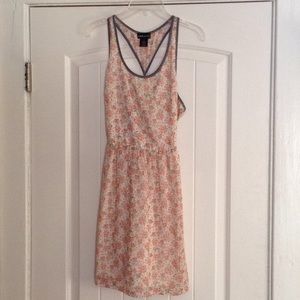 Floral Cream Dress with Open Back